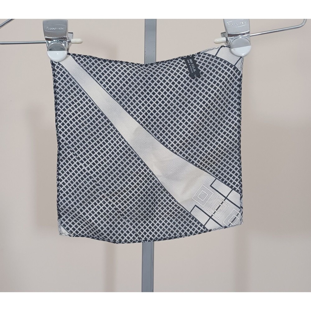 Silk Pocket Square Gray Black Gray Made in Korea 100% Silk